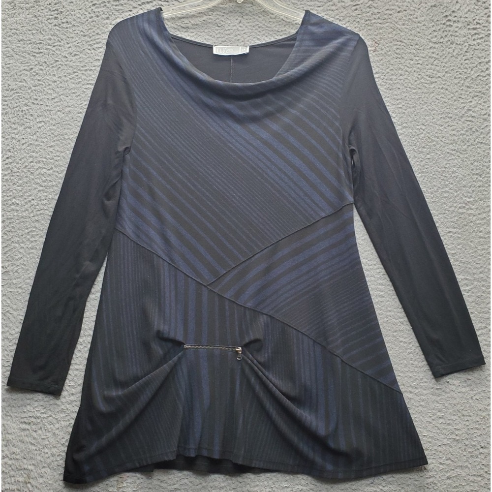 Deca e vous a nous Tunic Top Womens Tall 4 Multi Striped Zipped Detail Cowl Neck